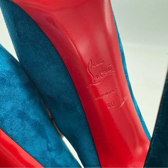 Christian Louboutin Daffodile 160 Suede Peacock Pumps 40 - Picture 8 of 10